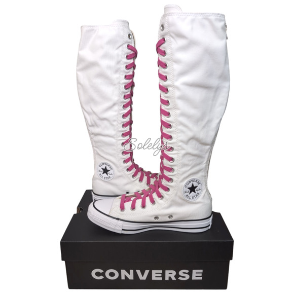 Converse CTAS XXHI Womens 7 White Pink Black Canvas Knee High Sneaker Boot NEW - Picture 10 of 10